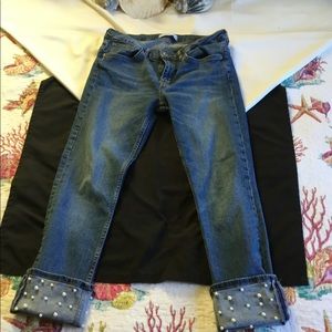 Blue Jeans with pearl cuffs